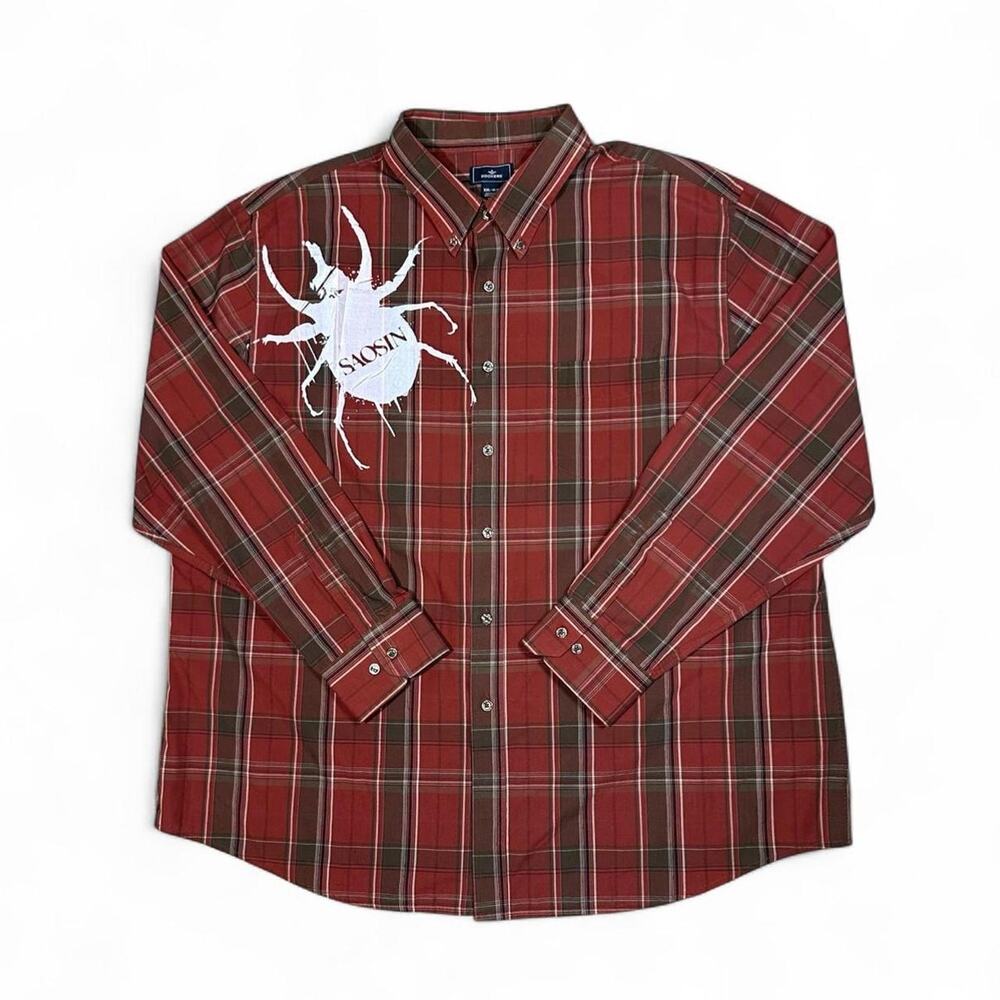 Saosin graphic screen printed on dockers button up shirt skate grunge emo